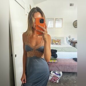 Mahina Grey and Nude Maxi Dress